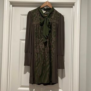 Anthropologie Tiny Isla Embroidered Green Dress